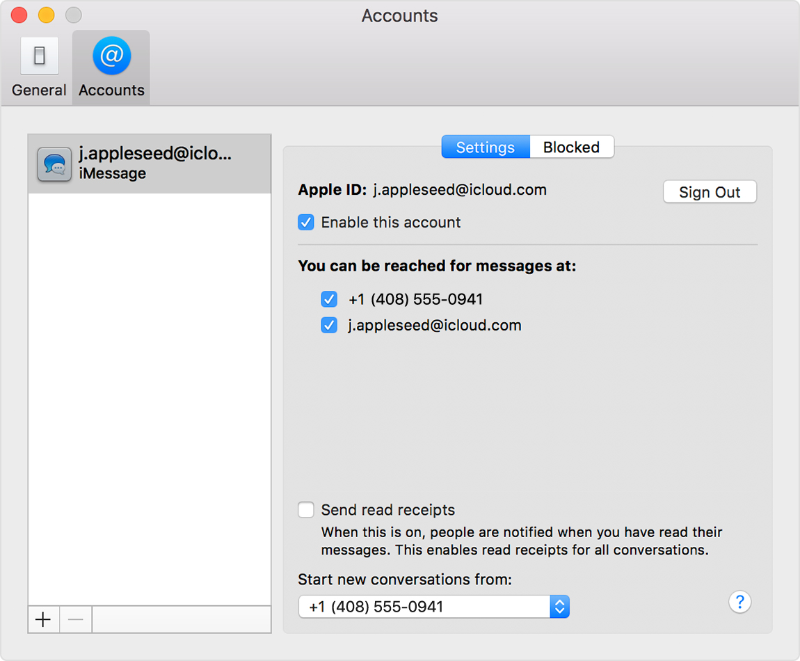 change phone number for messages on mac